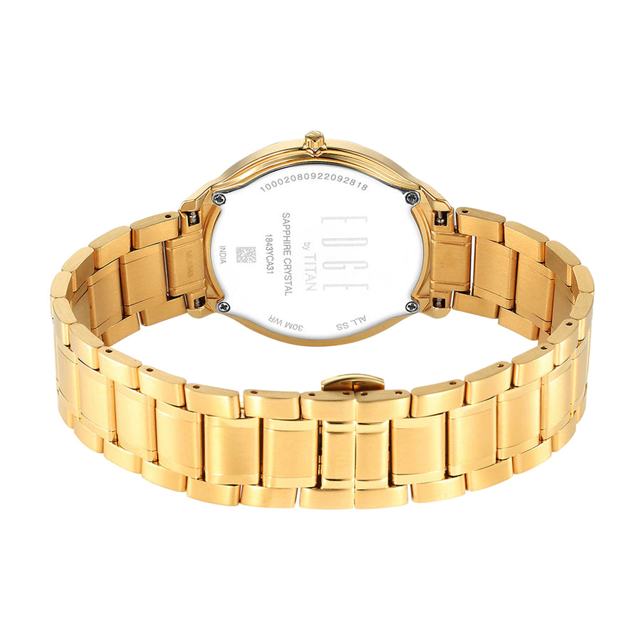 Jam Tangan Lelaki Tali Keluli Tahan Karat Dail Emas Logam Titan Edge