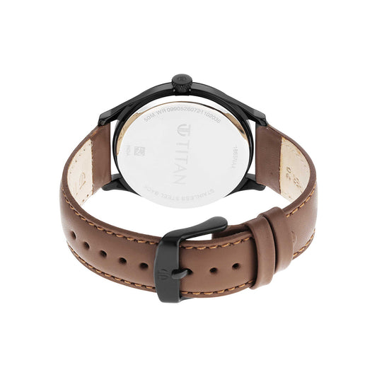 Titan Workwear Black Dial Leather Strap Watch for Men