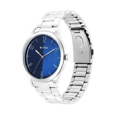 Jam Tangan Tali Keluli Tahan Karat Dail Biru Titan Workwear untuk Lelaki