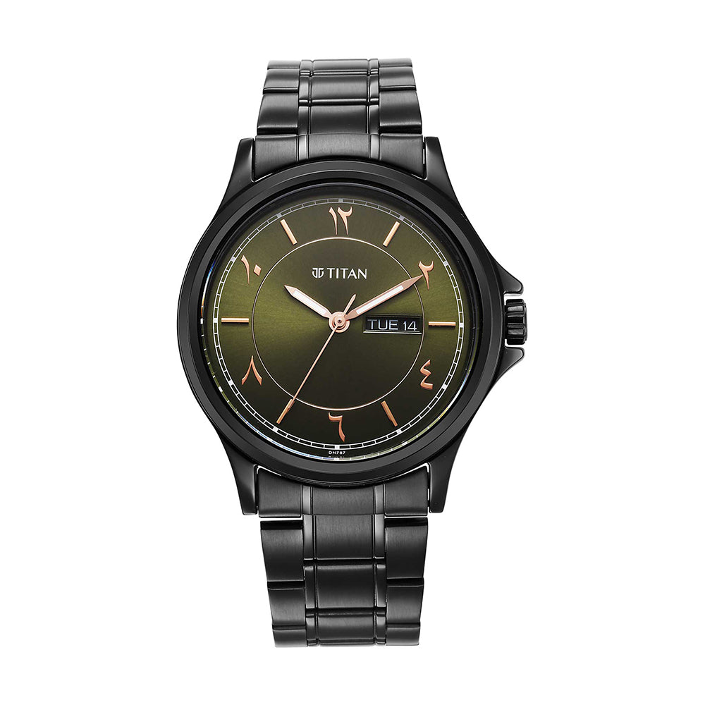 Titan Marhaba Green Dial Analog Stainless Steel Strap Men Watch