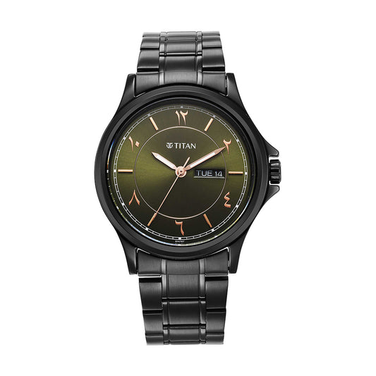 Titan Marhaba Green Dial Analog Stainless Steel Strap Men Watch