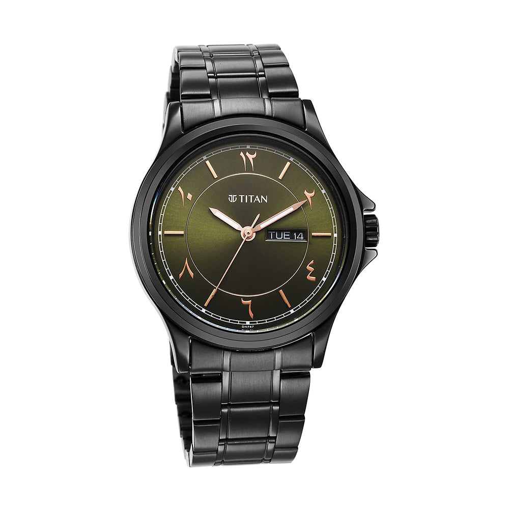 Titan Marhaba Green Dial Analog Stainless Steel Strap Men Watch