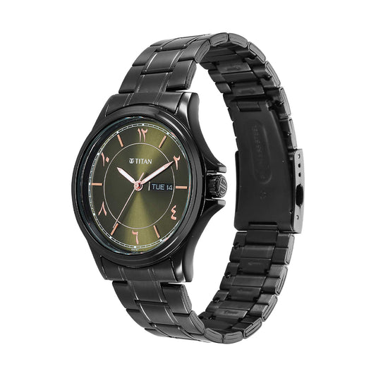 Titan Marhaba Green Dial Analog Stainless Steel Strap Men Watch