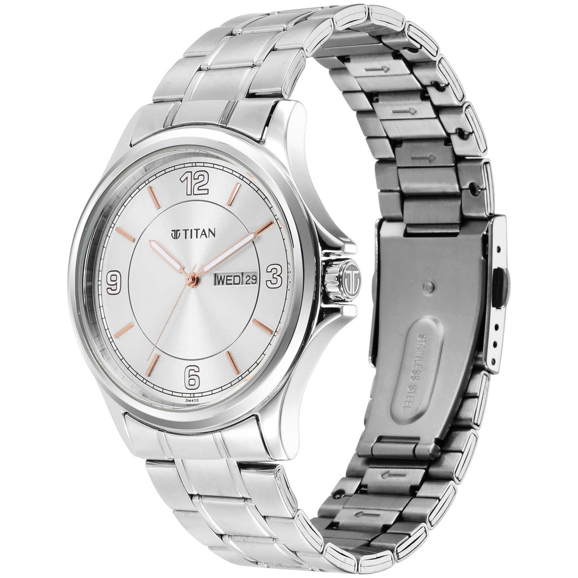 Titan Trendsetters Light Champ Dial Analog Stainless Steel Strap watch for Men