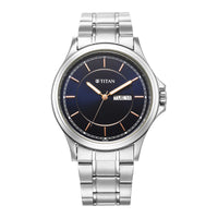 Titan Urban Analog Blue Dial Metal Strap Watch for Men