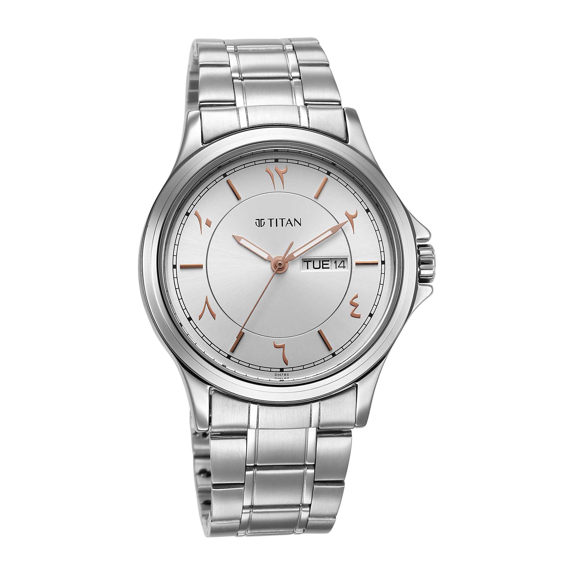 Titan Marhaba Silver White Dial Analog Stainless Steel Strap watch for Men