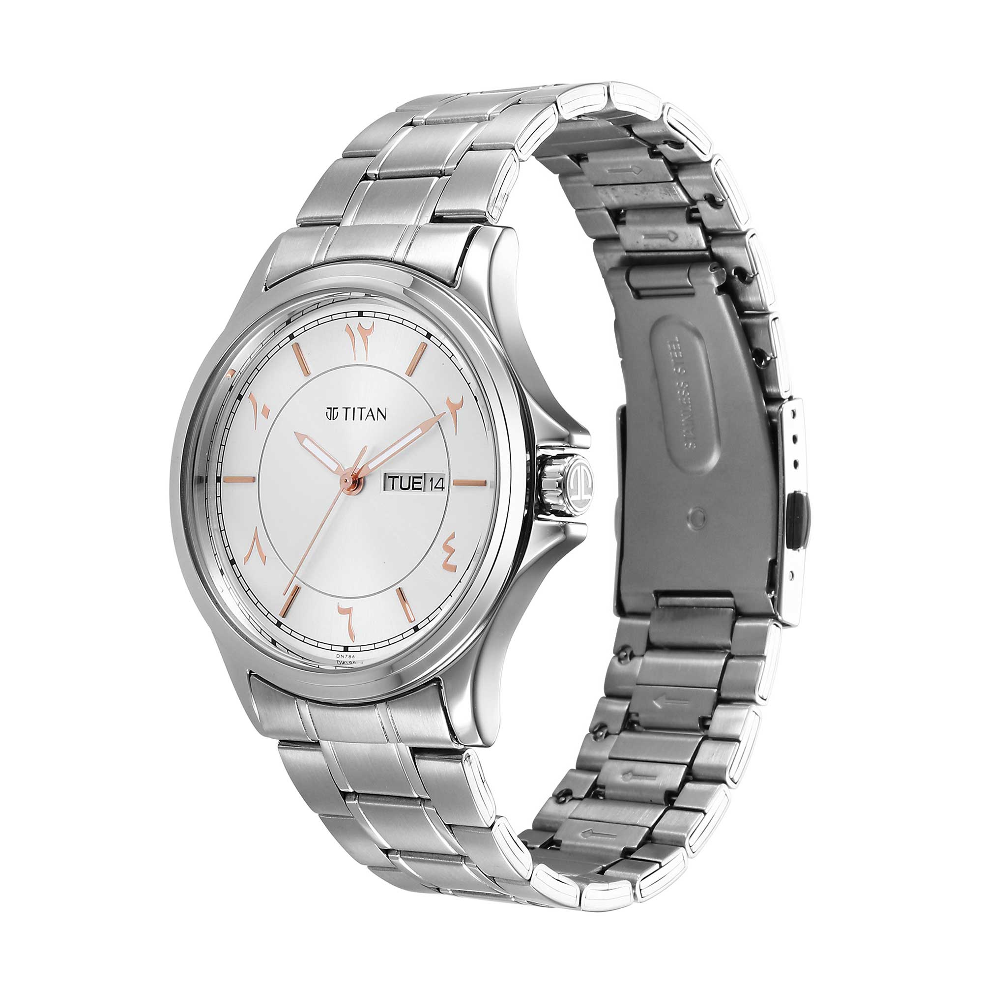 Titan Marhaba Silver White Dial Analog Stainless Steel Strap watch for Men