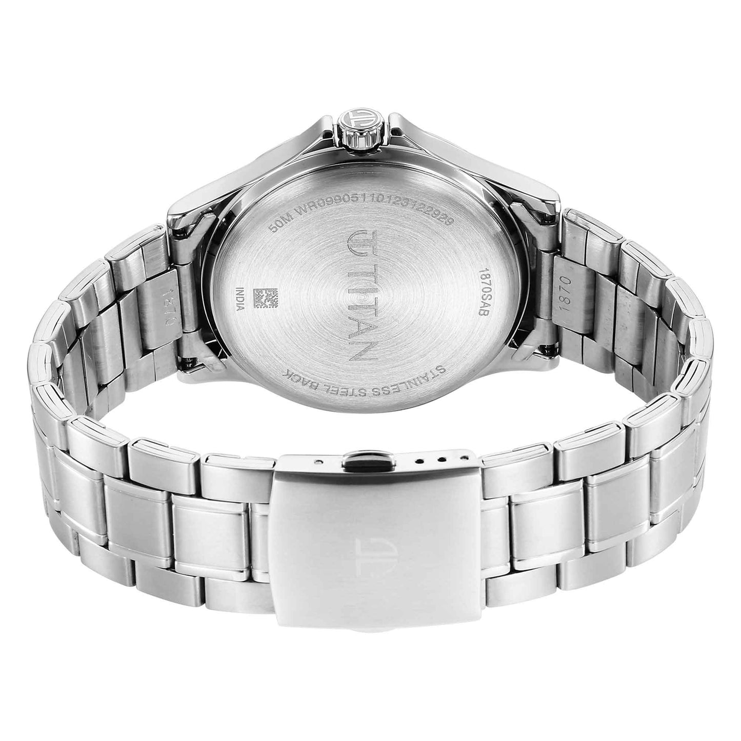 Titan Marhaba Silver White Dial Analog Stainless Steel Strap watch for Men