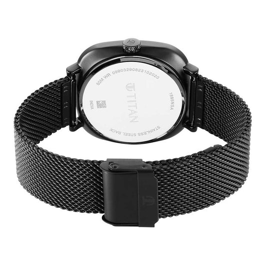 Titan Shaped Case Brown Dial Metal Strap Watch