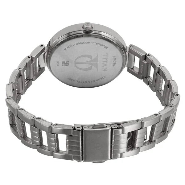 Titan Sparkle White Dial Analog Stainless Steel Strap watch for Women (2480SM09)