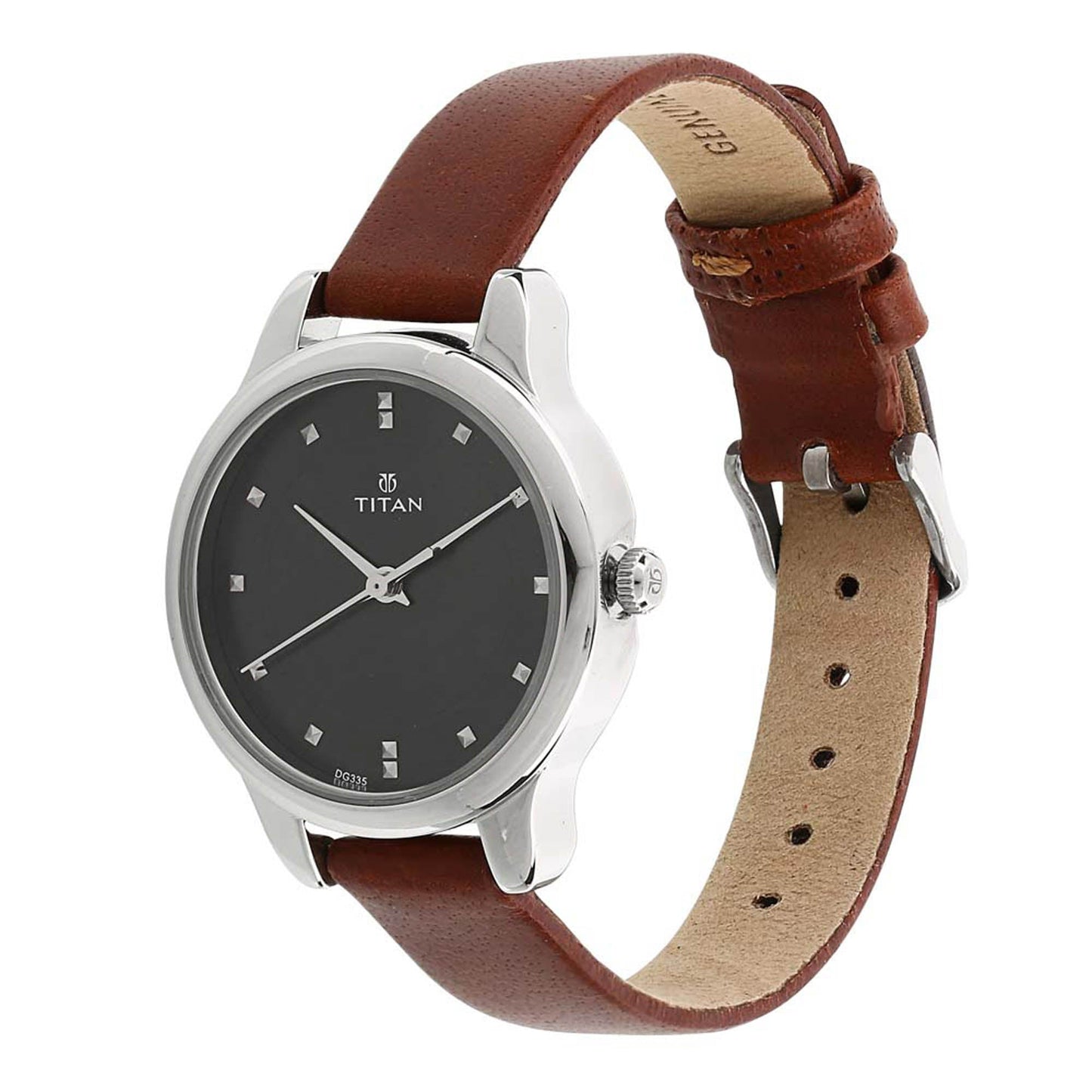 Titan Workwear Black Dial Women Watch With Leather Strap