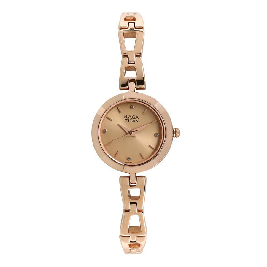 Jam Tangan Analog Berangka Beige Titan Raga untuk Wanita-2540WM06