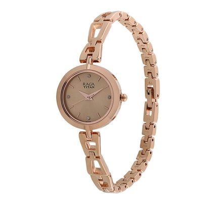 Jam Tangan Analog Berangka Beige Titan Raga untuk Wanita-2540WM06