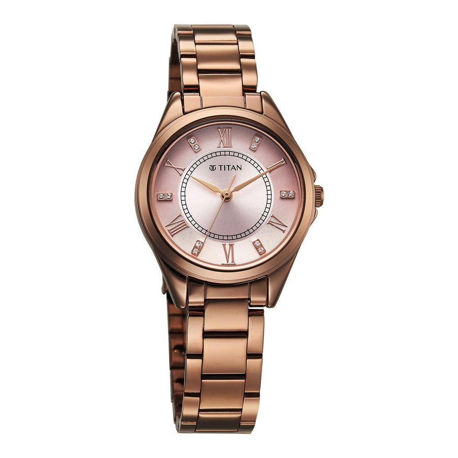 Titan Women Brass Round Shape Watches(2565QM01)