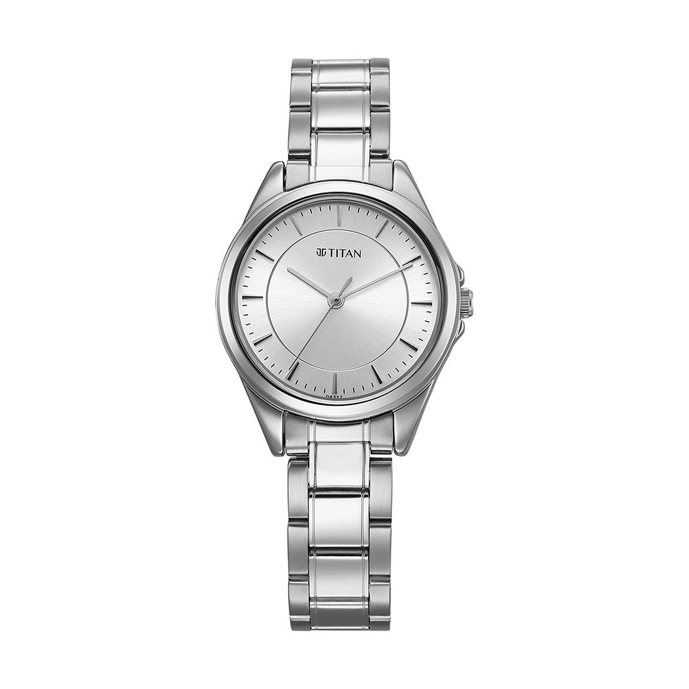Titan Quartz Silver Dial Stainless Steel Strap Watch for Women