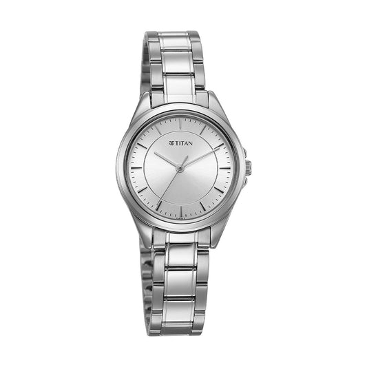 Titan Quartz Silver Dial Stainless Steel Strap Watch for Women