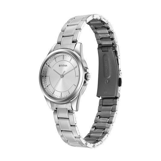 Titan Quartz Silver Dial Stainless Steel Strap Watch for Women