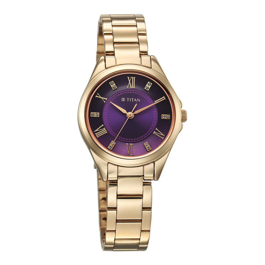 Jam Tangan Bentuk Bulat Brass Wanita Titan (2565WM06)