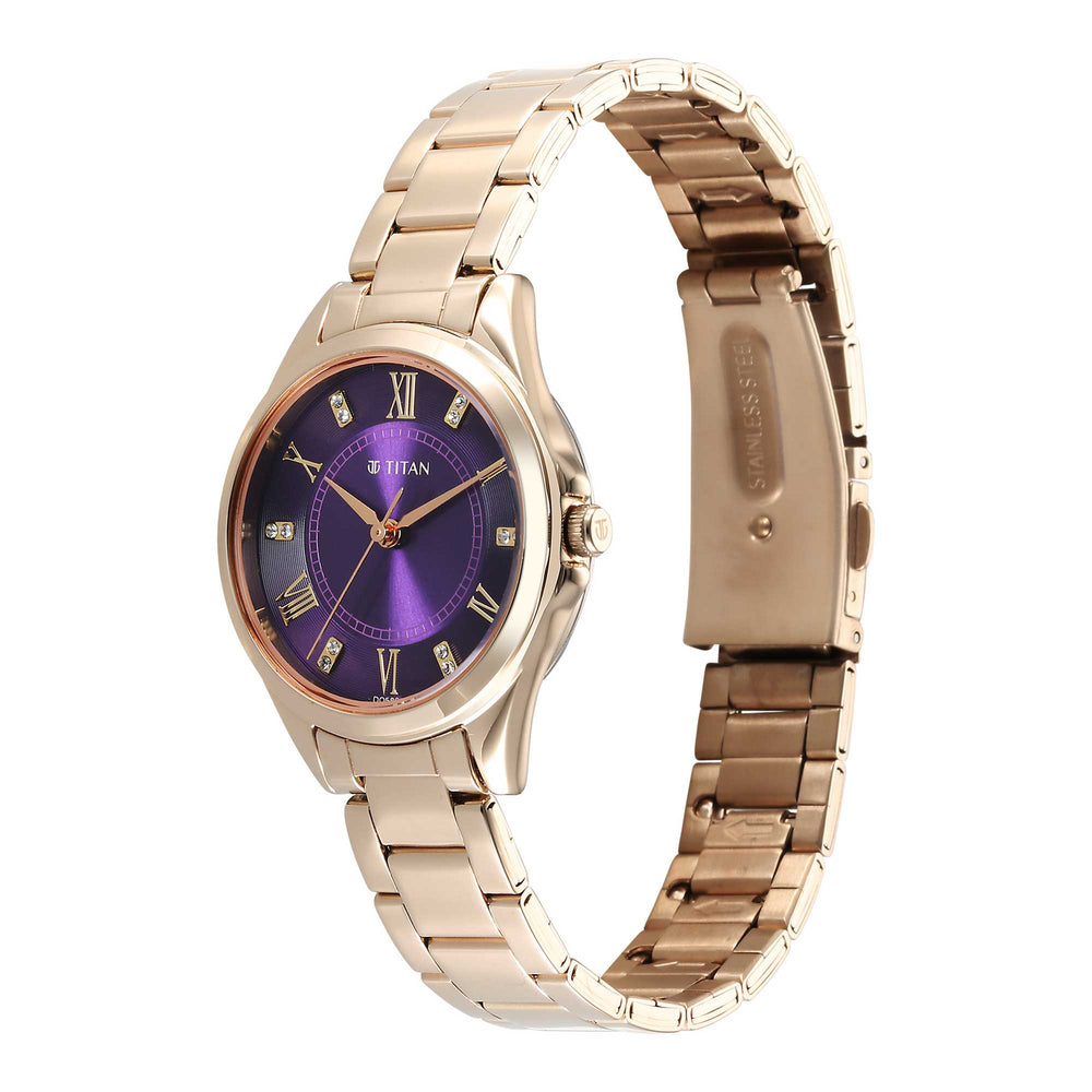 Jam Tangan Bentuk Bulat Brass Wanita Titan (2565WM06)