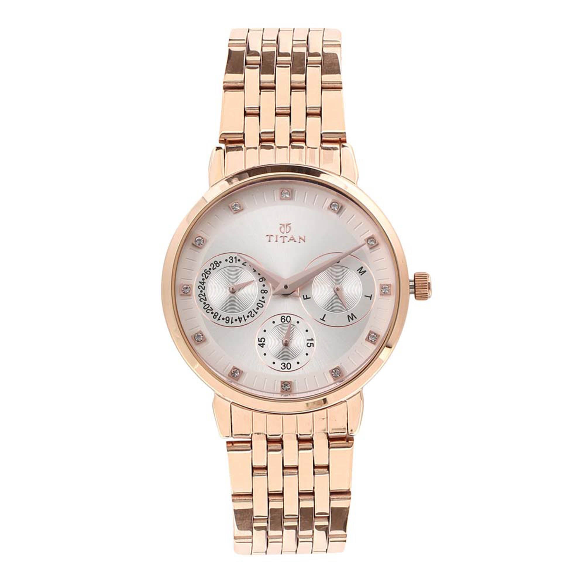 Titan Neo Beige Dial Multifunction Watch For Women-2569WM02