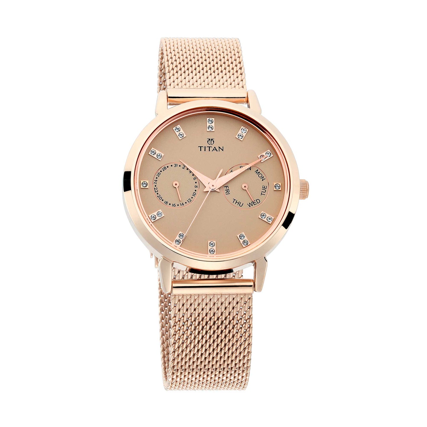 Titan Sparkle Beige Dial Analog Multi Function Watch for Women-2569WM04