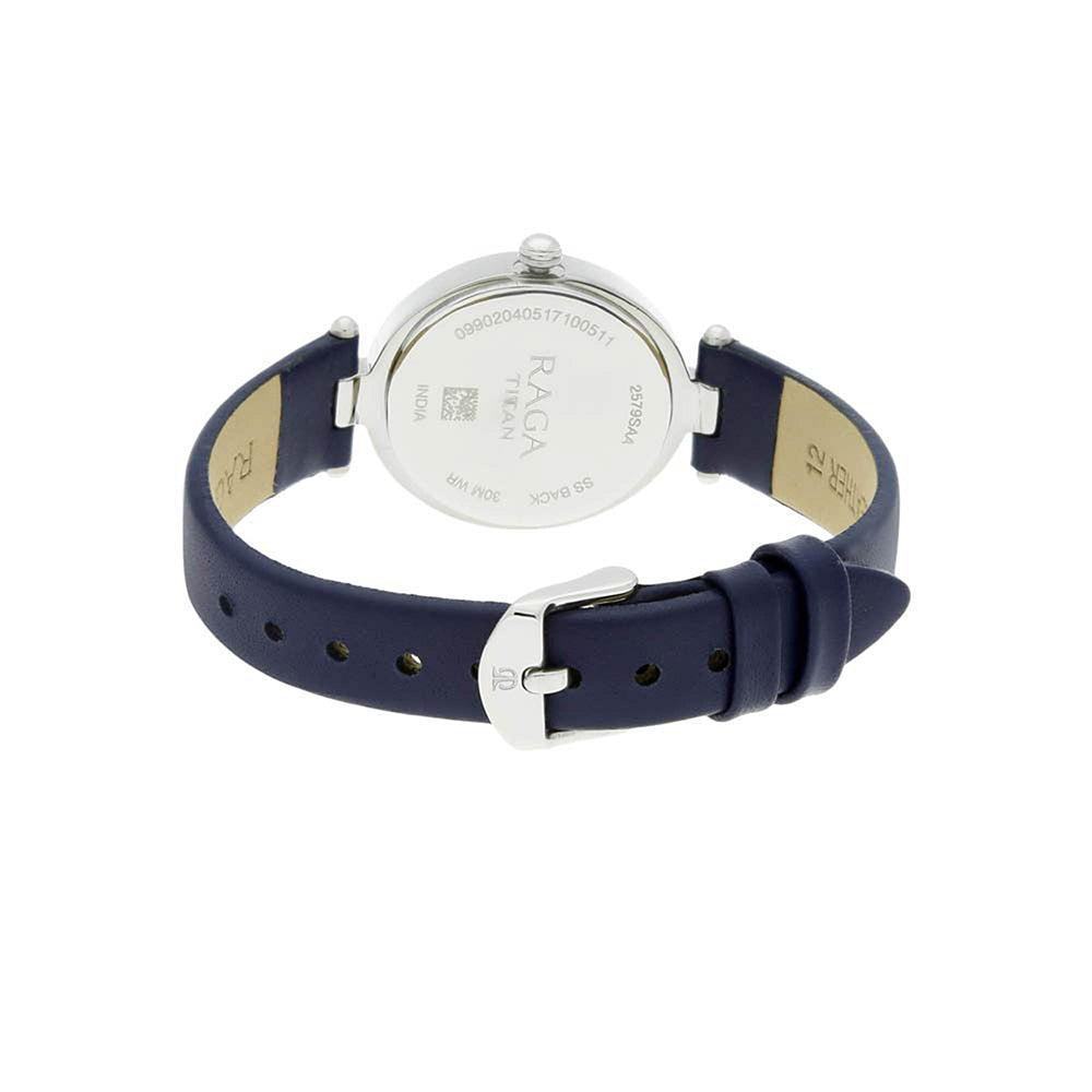 Titan Raga Viva Silver Dial Leather Strap Watch for Women