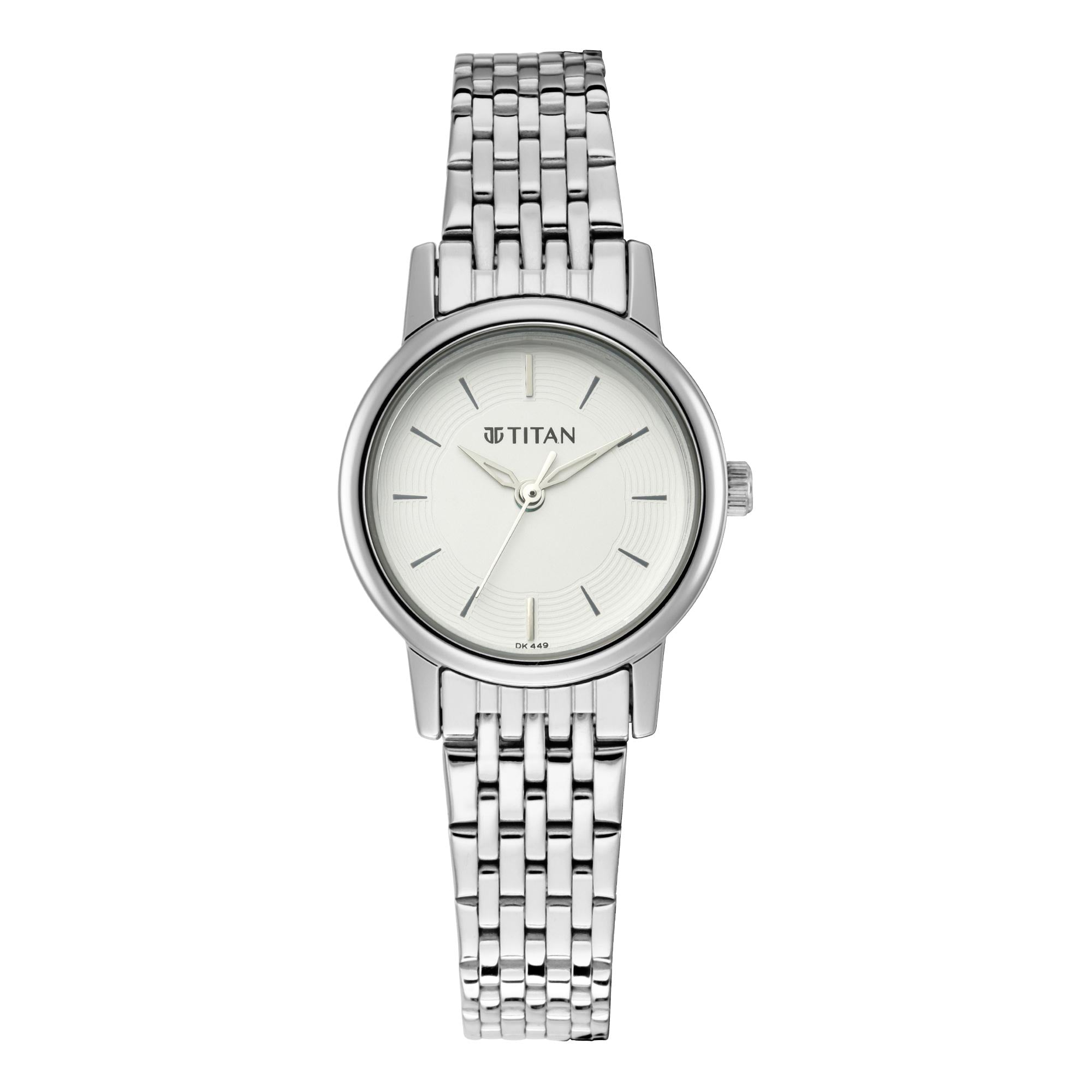 Titan Quartz Analog Silver Dial Metal Strap Watch for Women