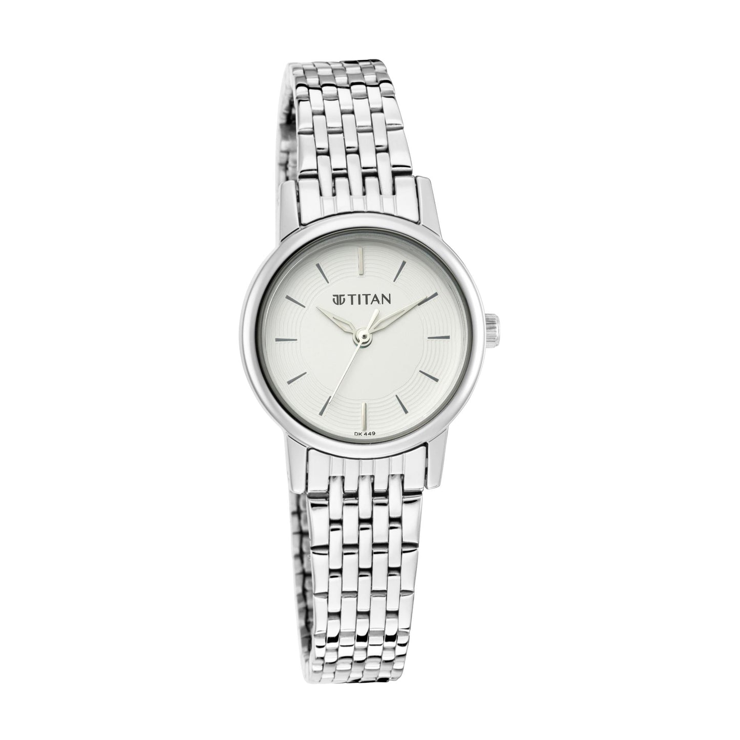 Titan Quartz Analog Silver Dial Metal Strap Watch for Women