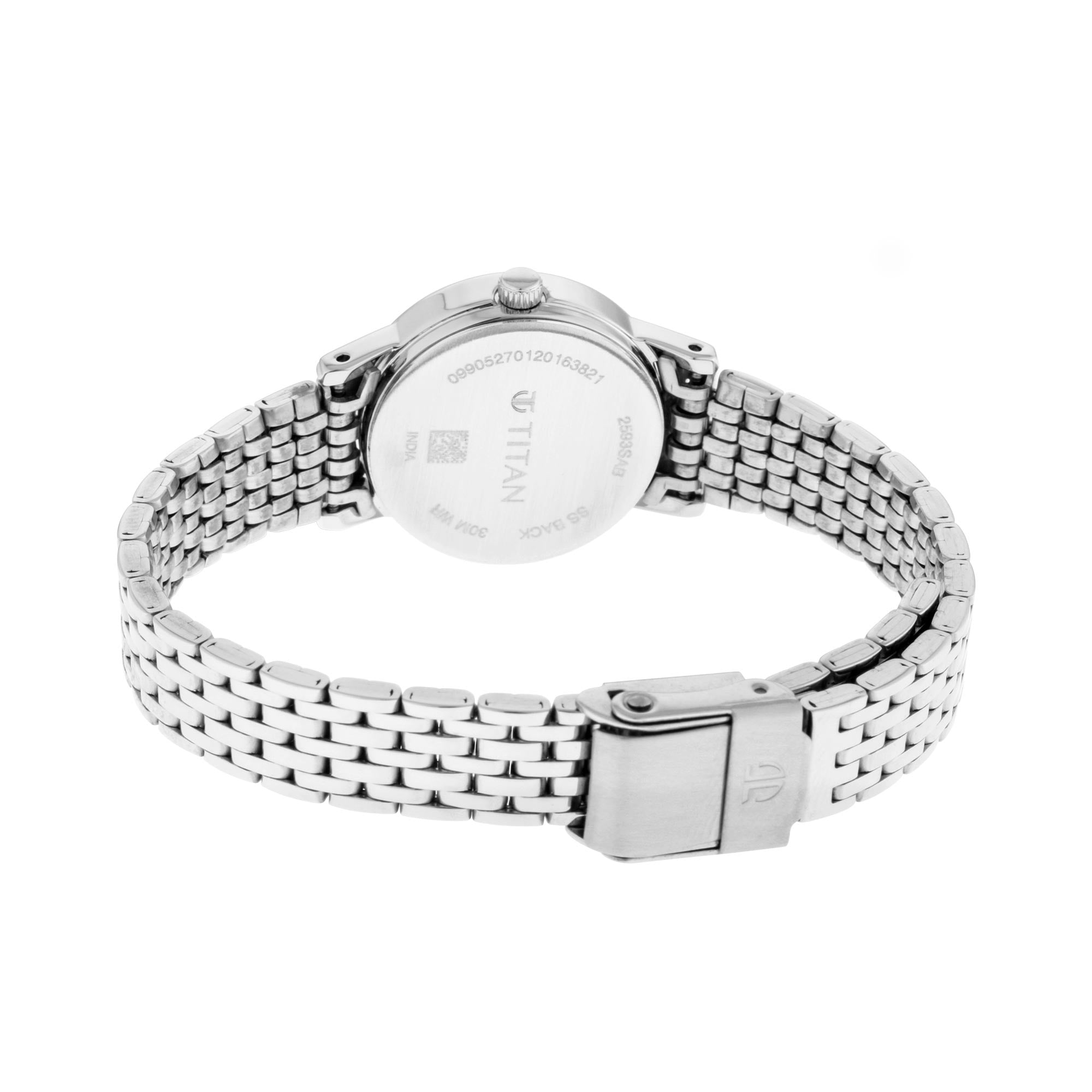 Titan Quartz Analog Silver Dial Metal Strap Watch for Women