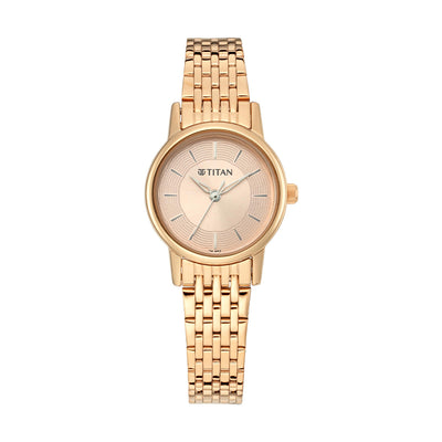 Titan Rose Gold Dial Metal Strap Watch for Women