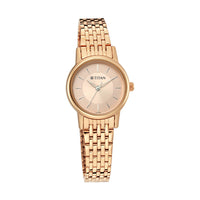 Titan Rose Gold Dial Metal Strap Watch for Women