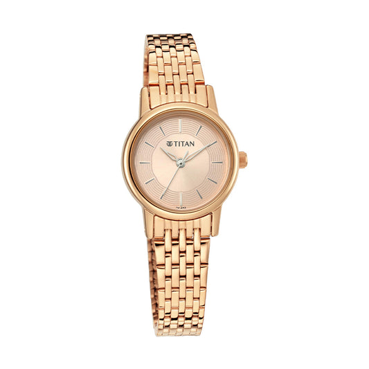 Titan Rose Gold Dial Metal Strap Watch for Women