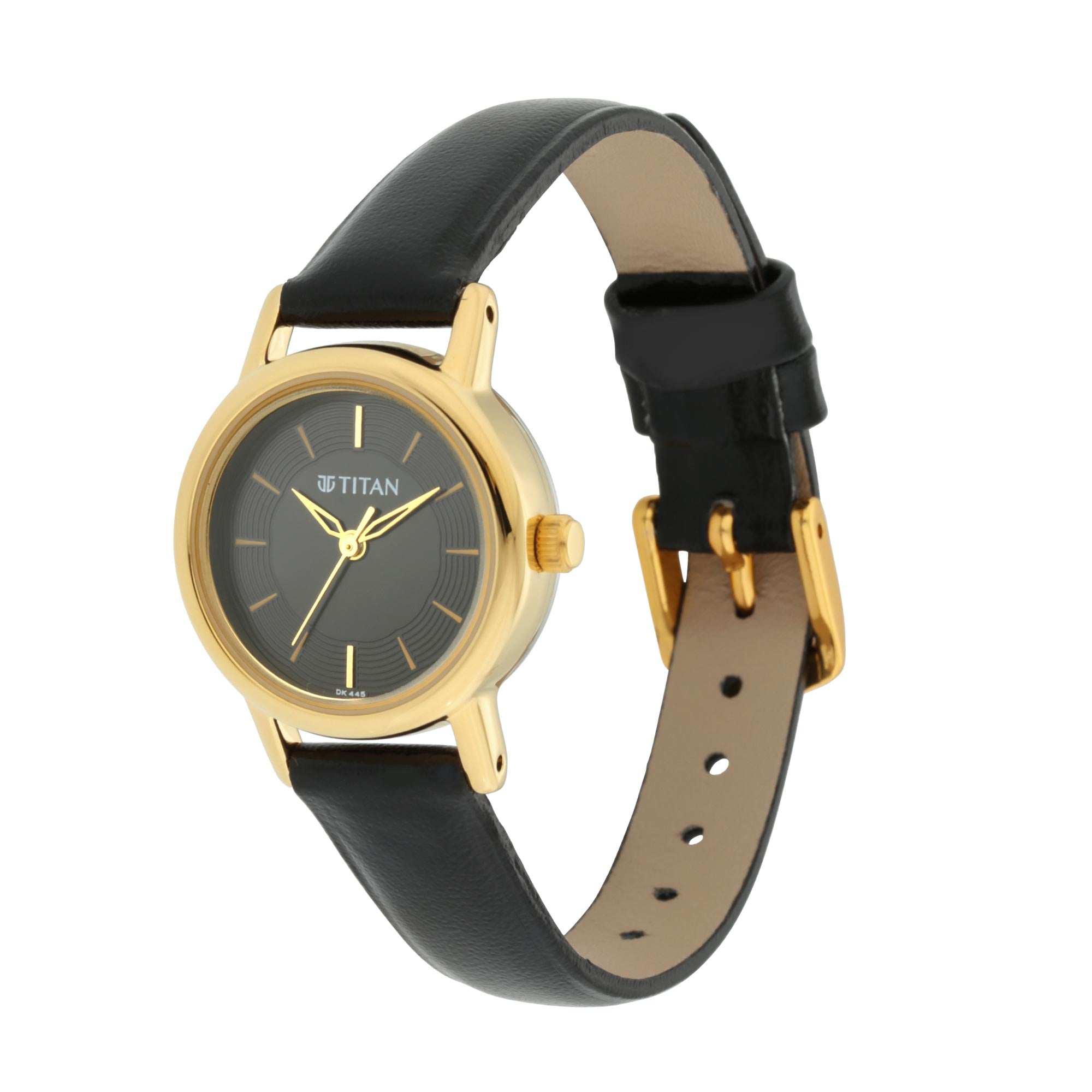 Titan Quartz Analog Black Dial Leather Strap Watch for Women