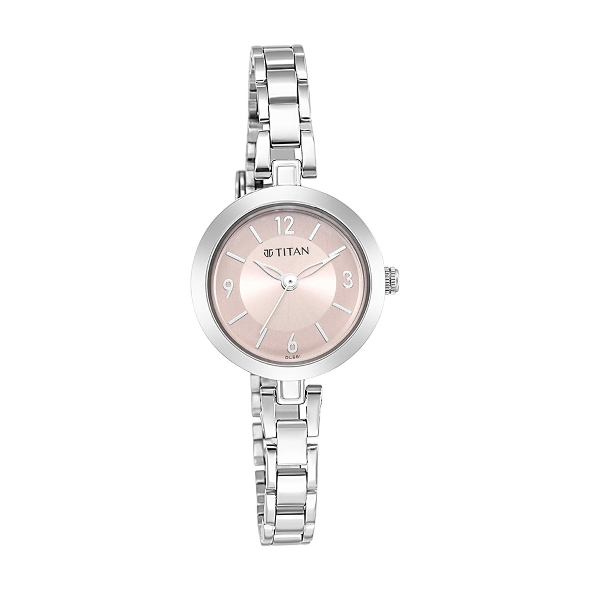 Lagan Pink Dial Metal Strap Watch-2598SM06