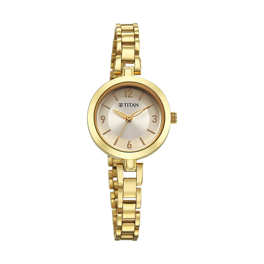 Titan Karishma Gold Dial Stainless Steel Strap Watch for Women