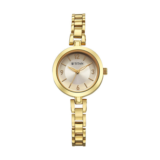 Titan Karishma Gold Dial Stainless Steel Strap Watch for Women