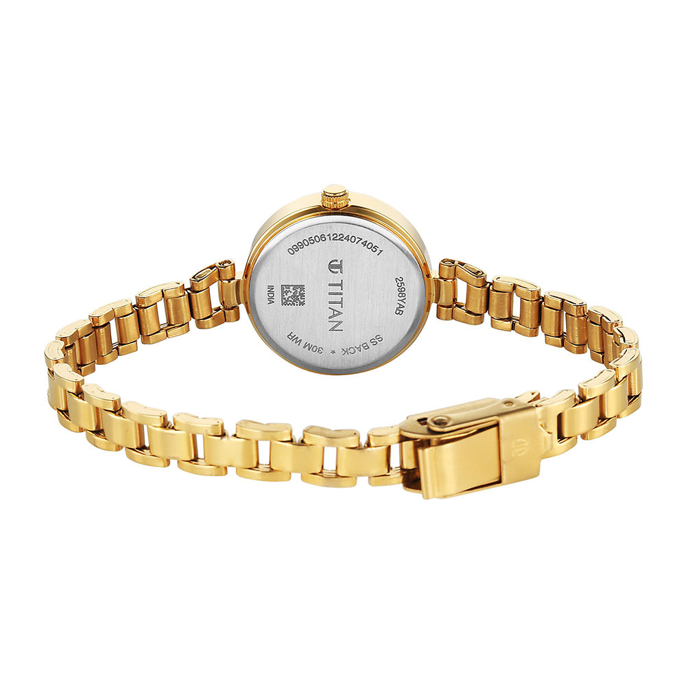 Titan Karishma Gold Dial Stainless Steel Strap Watch for Women