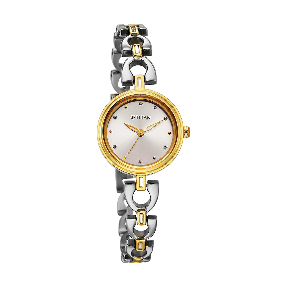 Titan Quartz Silver Dial Stainless Steel Strap Watch for Women