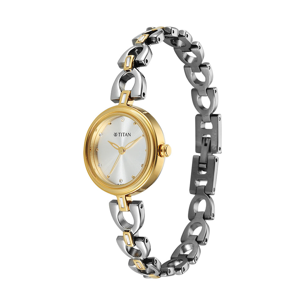 Titan Quartz Silver Dial Stainless Steel Strap Watch for Women
