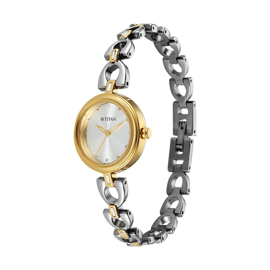 Titan Quartz Silver Dial Stainless Steel Strap Watch for Women