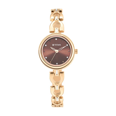 Jam Tangan Tali Logam Dail Lagan Coklat-2601WM04