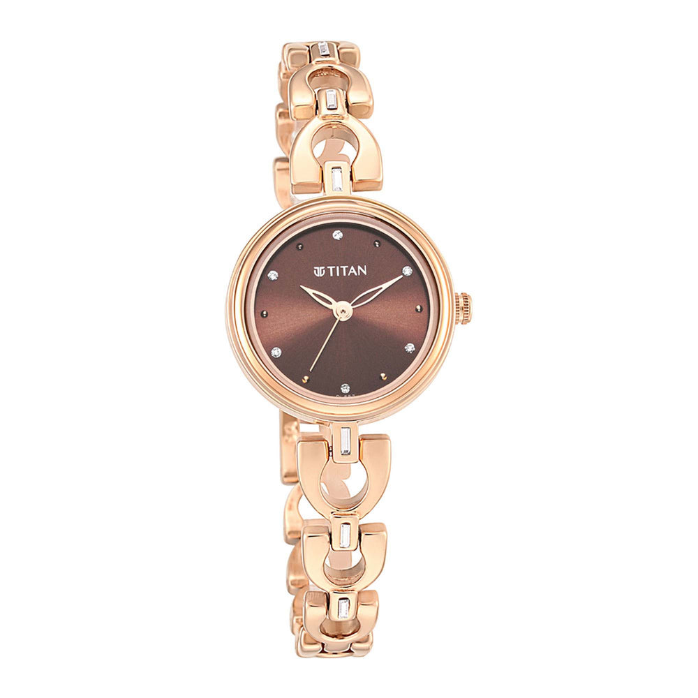 Jam Tangan Tali Logam Dail Lagan Coklat-2601WM04