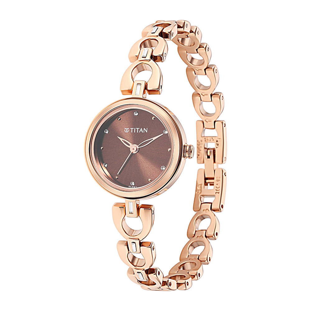 Jam Tangan Tali Logam Dail Lagan Coklat-2601WM04
