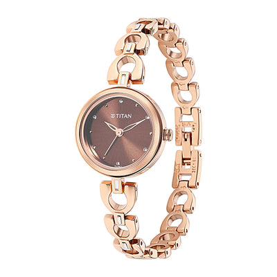 Jam Tangan Tali Logam Dail Lagan Coklat-2601WM04