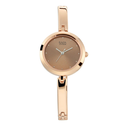 Raga Viva Rose Gold Dial Metal Strap Watch-2606WM05