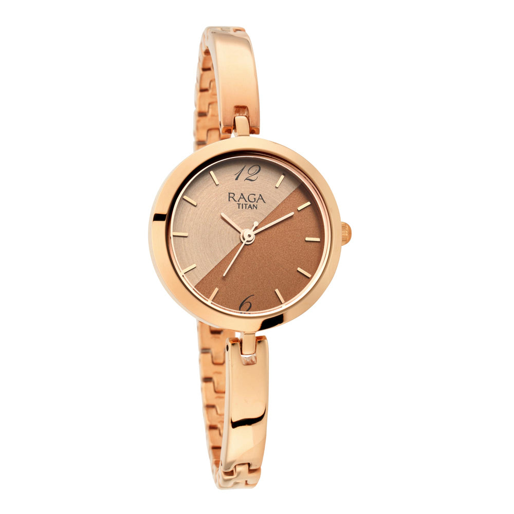 Jam Tangan Tali Logam Raga Viva Dail Emas Merah Jambu-2606WM07