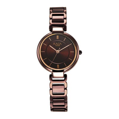 Jam Tangan Raga Delight Tali Logam Dail Coklat-2608QM02