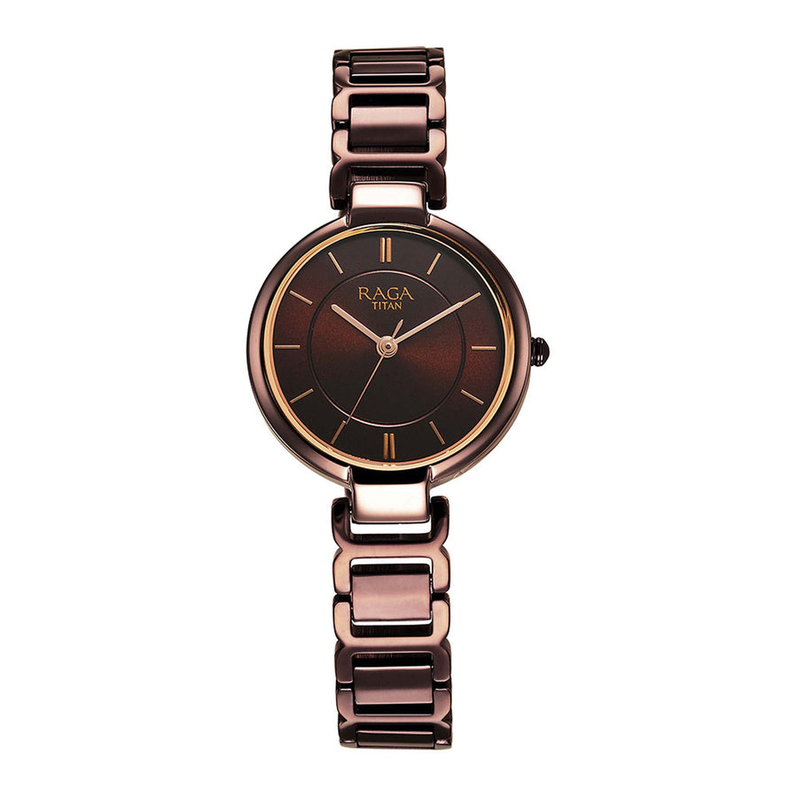 Jam Tangan Raga Delight Tali Logam Dail Coklat-2608QM02