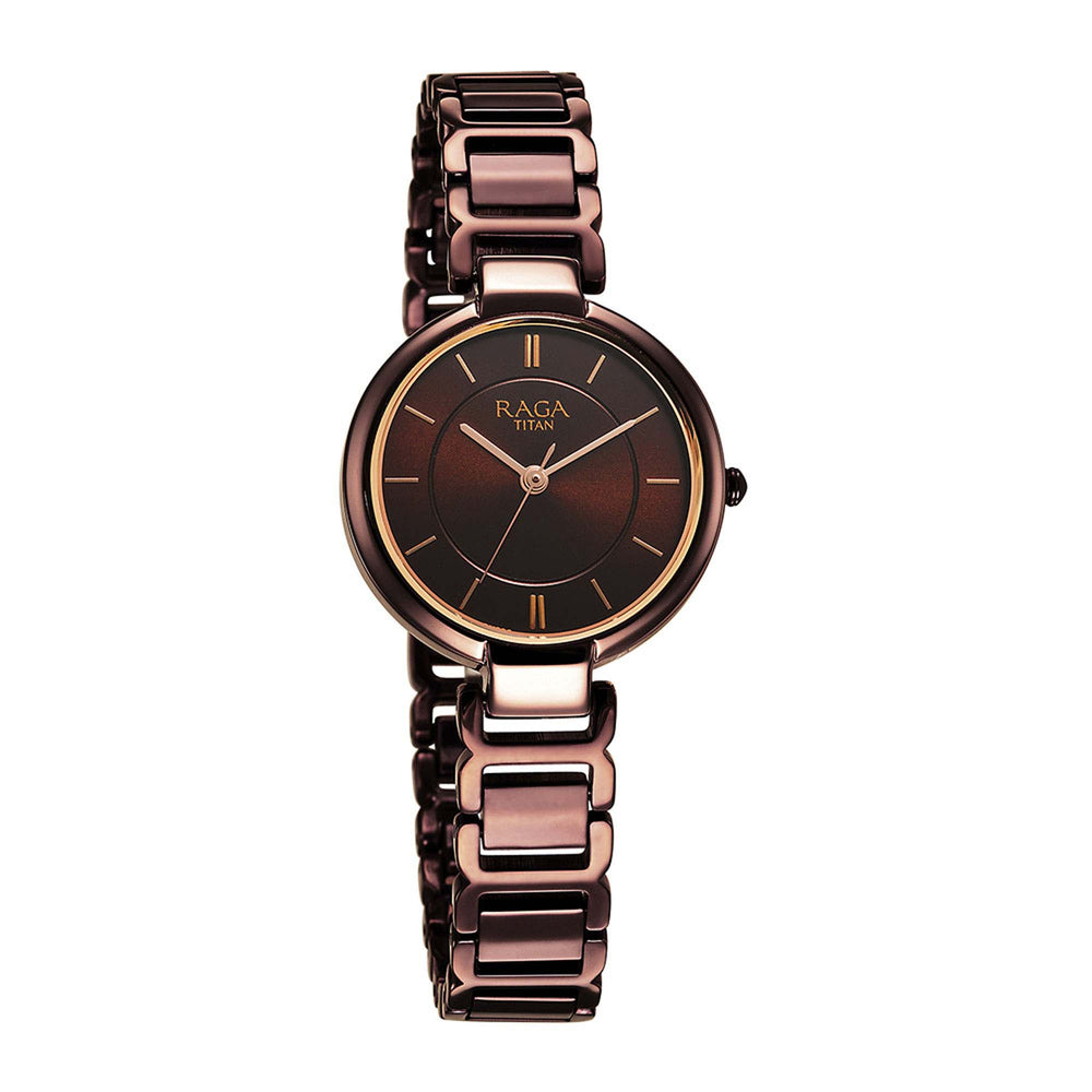 Jam Tangan Raga Delight Tali Logam Dail Coklat-2608QM02