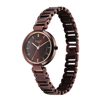 Jam Tangan Raga Delight Tali Logam Dail Coklat-2608QM02
